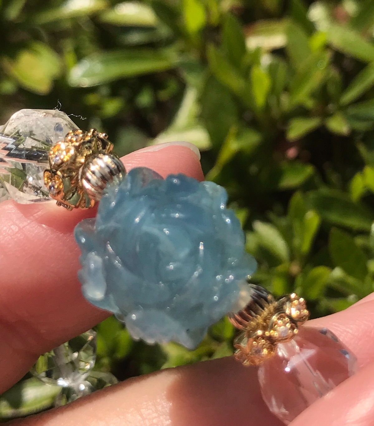 アクアマリンお花デザインブレスレット