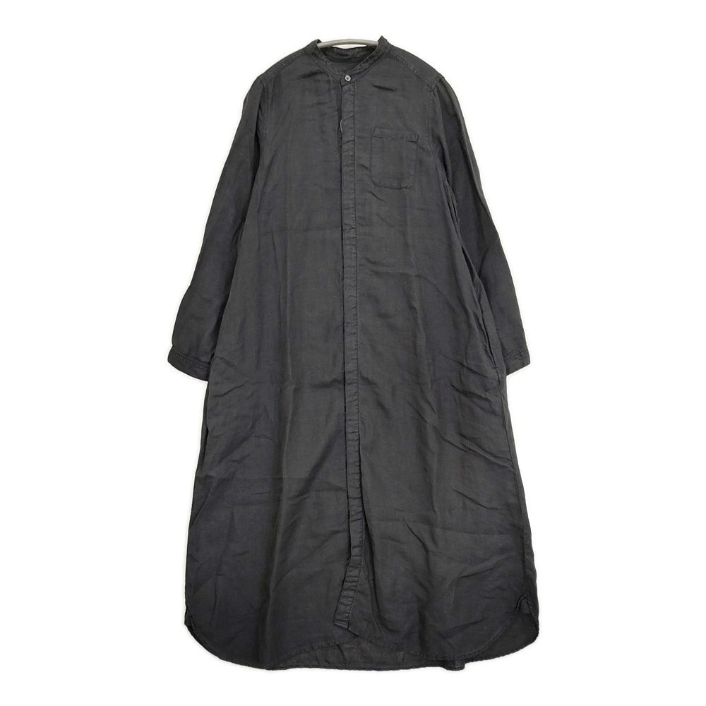 nest Robe ネストローブ 　ラミー　クリンクル ワンピース　ブラック系 nest Robe //【染】ネストローブ *リネンVネックドレス*F麻
