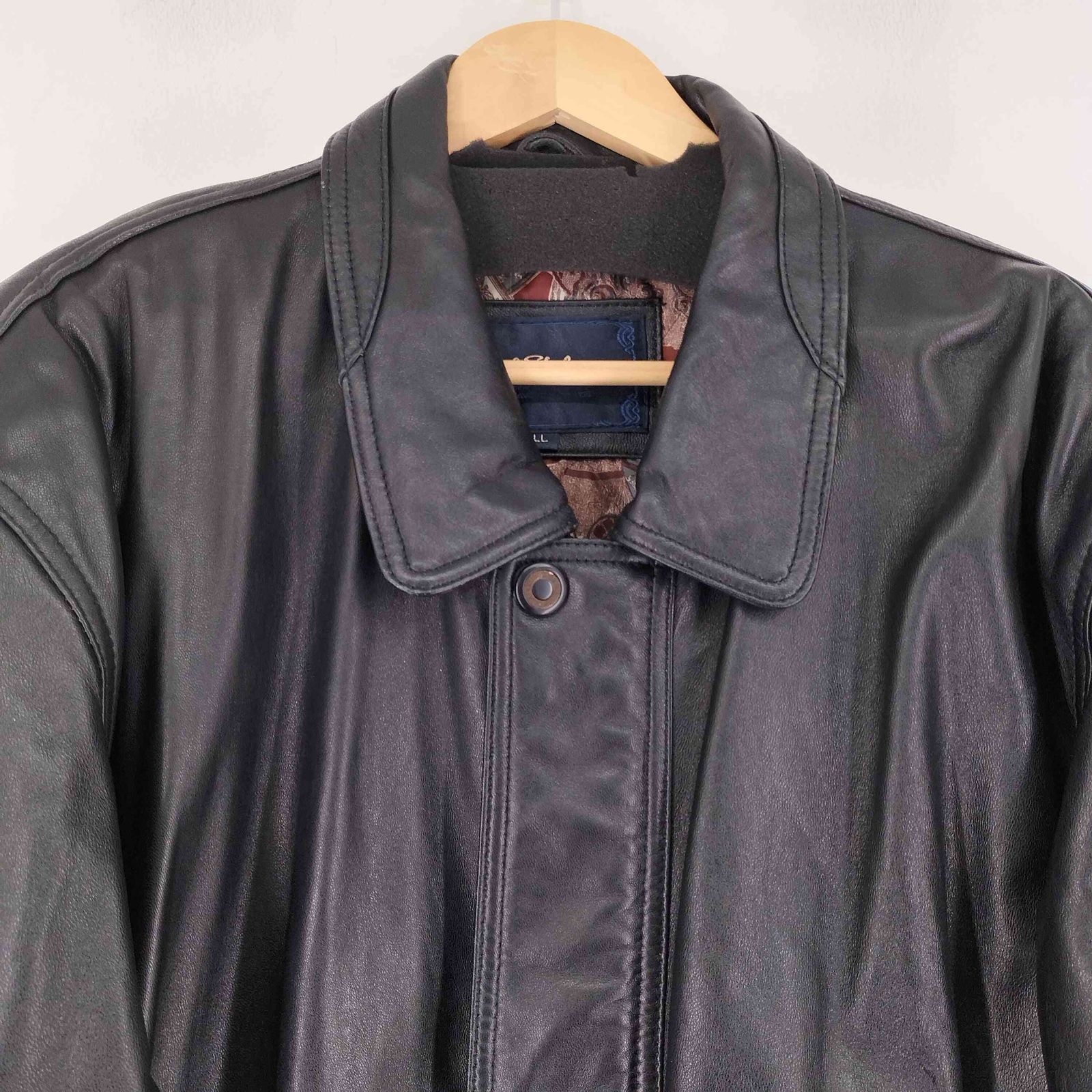 ユーズドフルギ USED古着 シープスキン 裏地総柄 レザーハーフコート