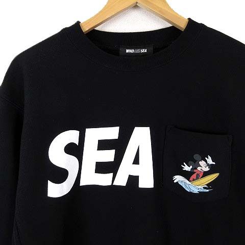 【美品】限定★WIND AND SEA★ディズニーコラボ　スウェット Sグレー ウィンダンシー WIND AND SEA ディズニー コラボ 24AW サーフ ミッキー