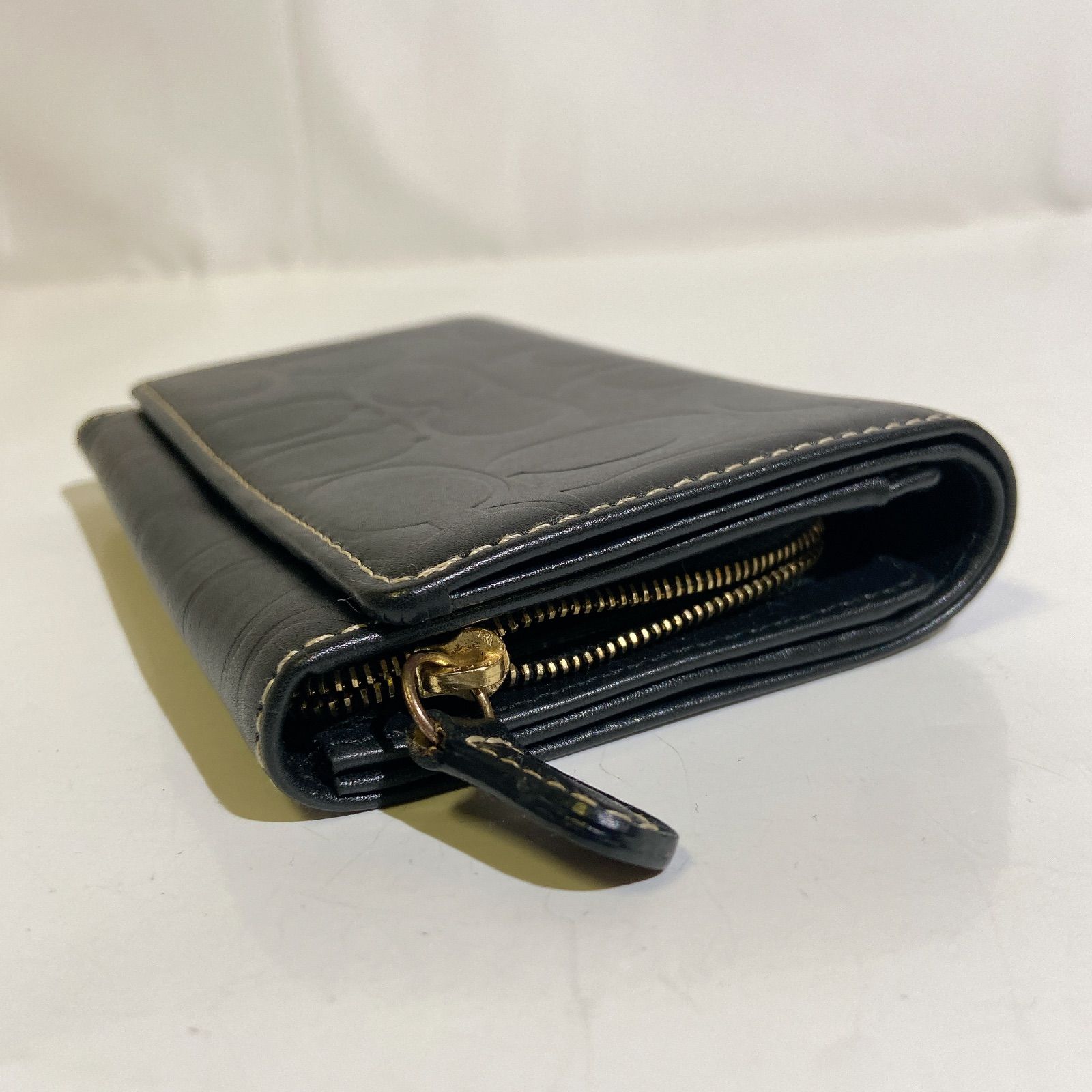 新品・未使用＊COACH 二つ折り財布＊L字ファスナー＊黒ブラック・レザー COACH コーチ ブラック 二つ折り 財布 レザー 折り 財布 ミニ