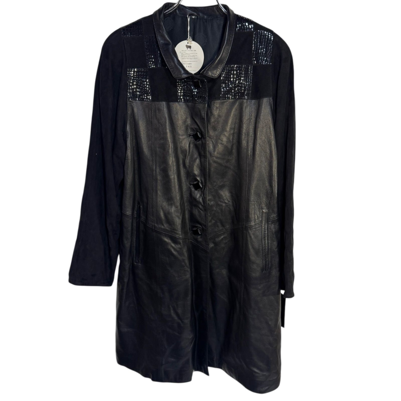 未使用】ラムスキン 黒 レザーコート Mサイズ 大人気※INDIANS 豪華刺繍