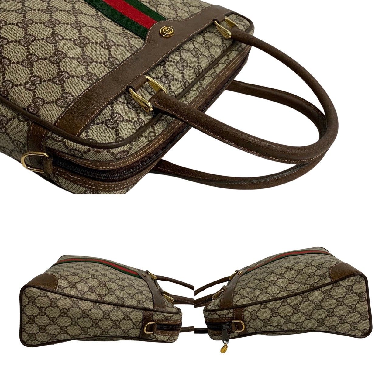【OLD GUCCI】ビジネスバッグ　シェリーライン　ゴールド金具　ブラック OLD GUCCI】ビジネスバッグ シェリーライン ゴールド金具