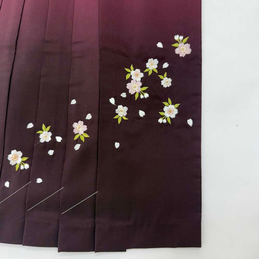 袴 S size 紐下丈87cm 行灯袴 卒業袴 女性用袴 ぼかし 刺繍 エンジ ピンク 4696