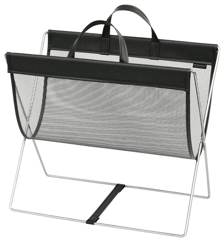 ブラック サキ 手荷物入れ セルフワゴン メッシュ×レザー調 PVC