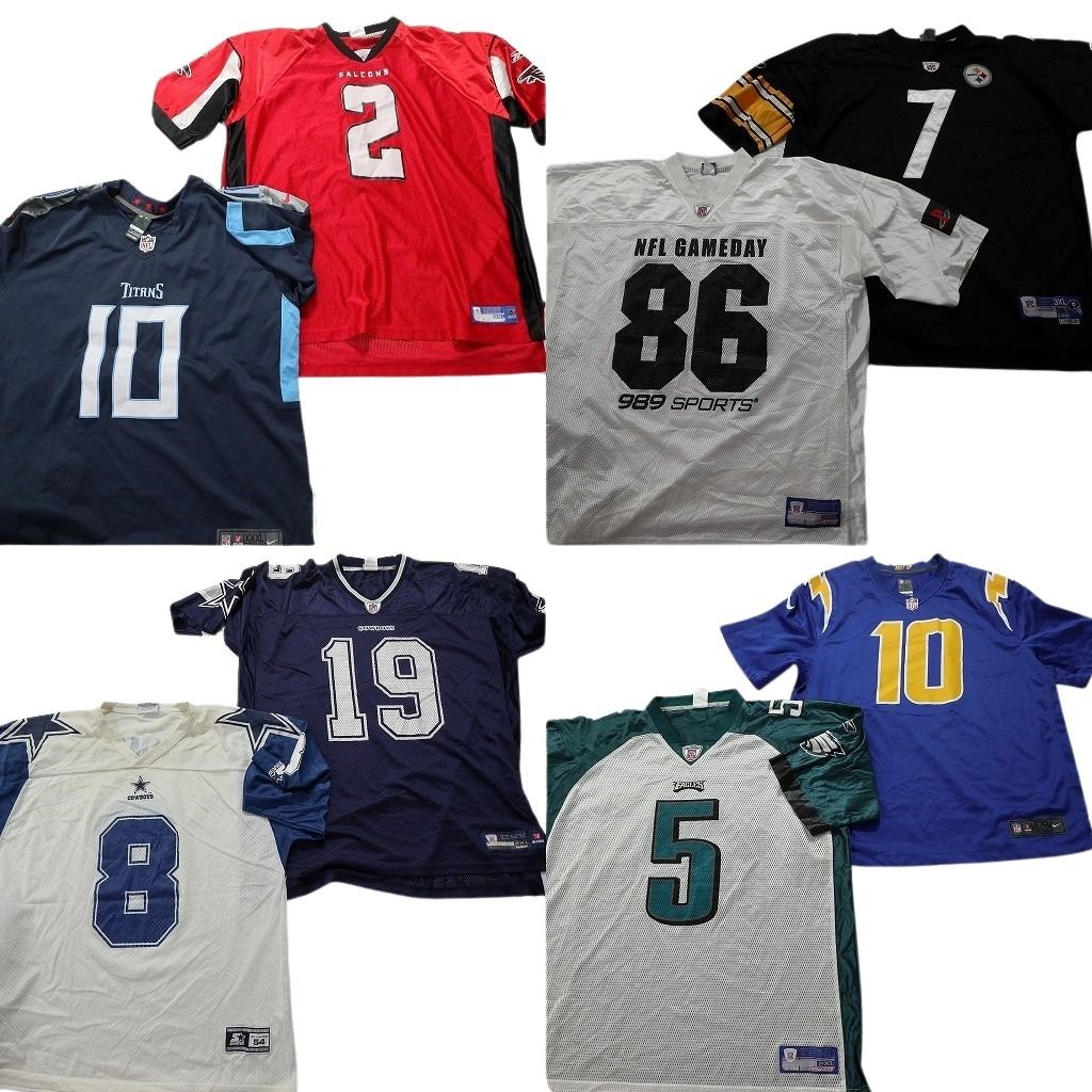 古着卸 NFL ゲームシャツ ユニフォーム 8枚セット メンズ 2XL |3XL ナイキ カウボーイズ スティーラーズ 古着 NA6151