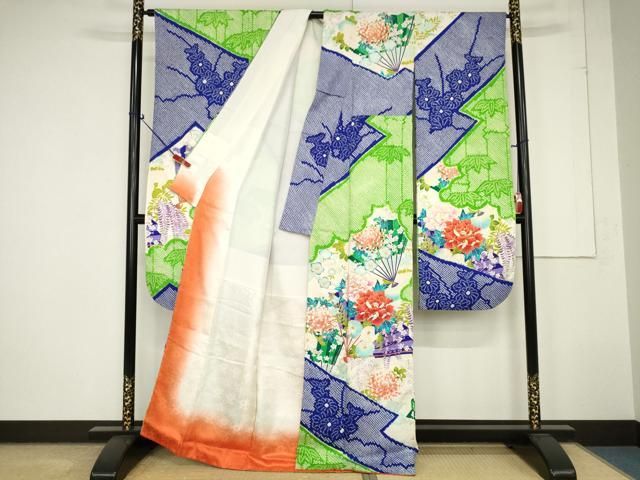 平和屋着物○小振袖 糸巻き舞花文 正絹 逸品 CAAU9966vf （平和屋  
