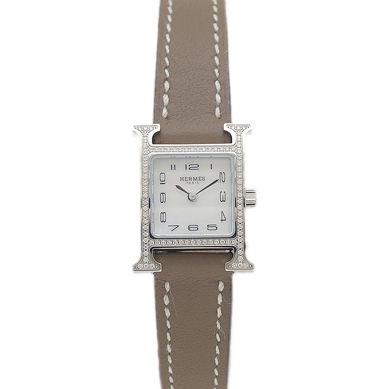 エルメス HERMES Hウォッチ HH1.235 ベゼルダイヤ シェル文字盤 エルメス(HERMES)エルメス Hウォッチ ダイヤベゼル 腕時計 時計