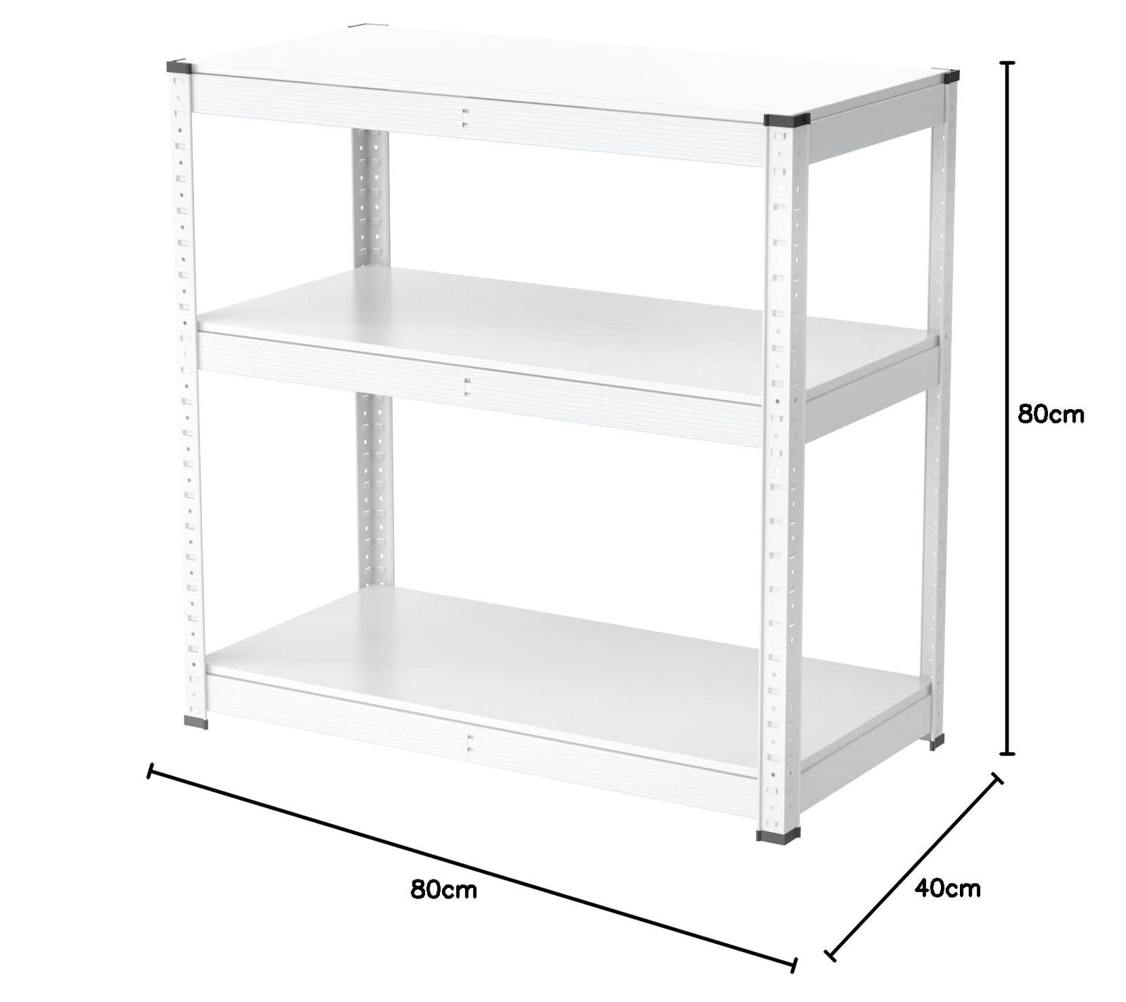 Umimileラック スチールラック 幅80cm 3段 耐荷重120kg 段 メタルラック 幅80×奥行40×高さ80cm ホワイト