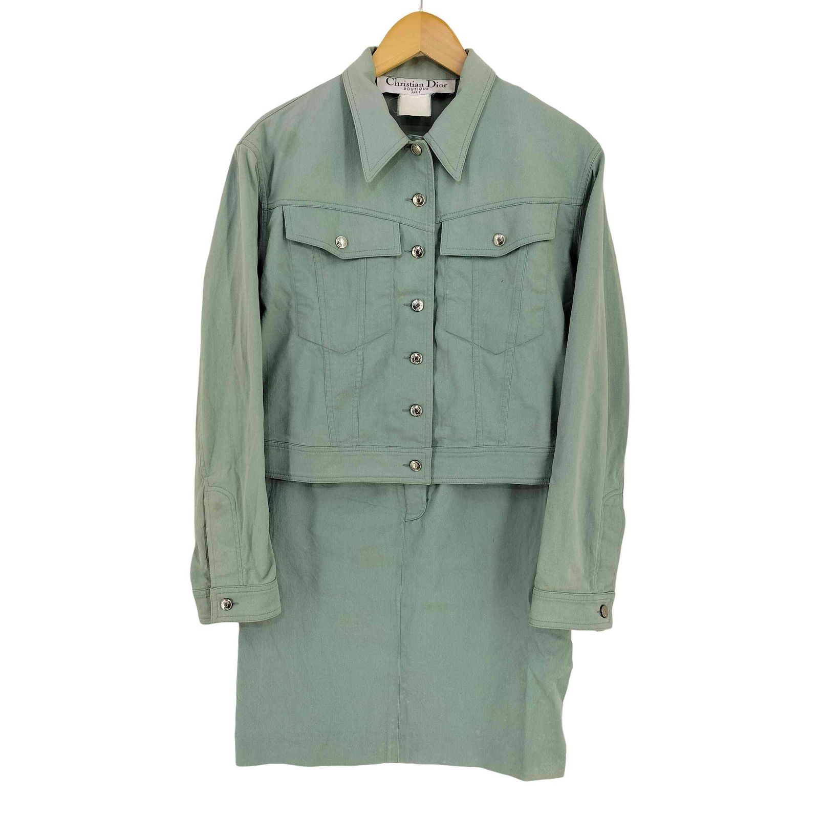 Christian Dior  セットアップ　スカート　ジャケット　グリーン Christian Dior 緑 ジャケットスカートセットアップ