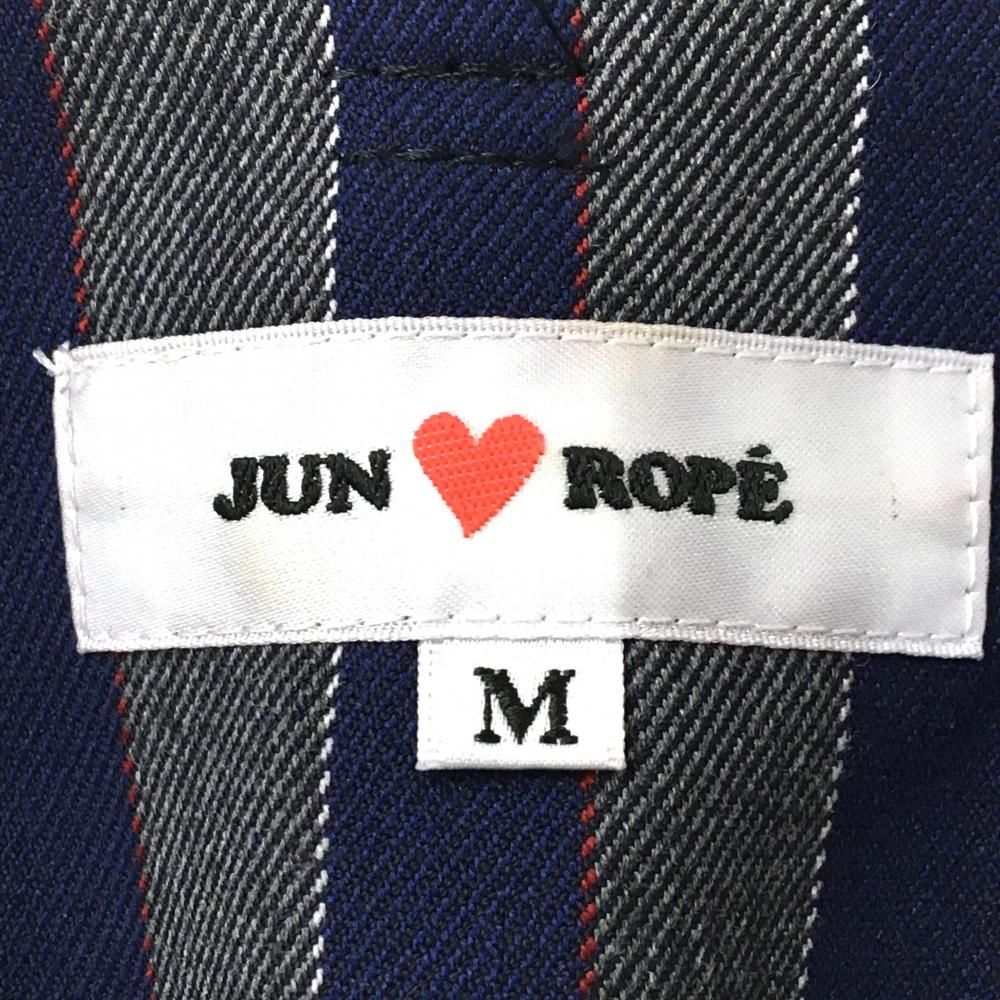新品】ジュンアンドロペ スカート グレー×ネイビー ストライプ 内側