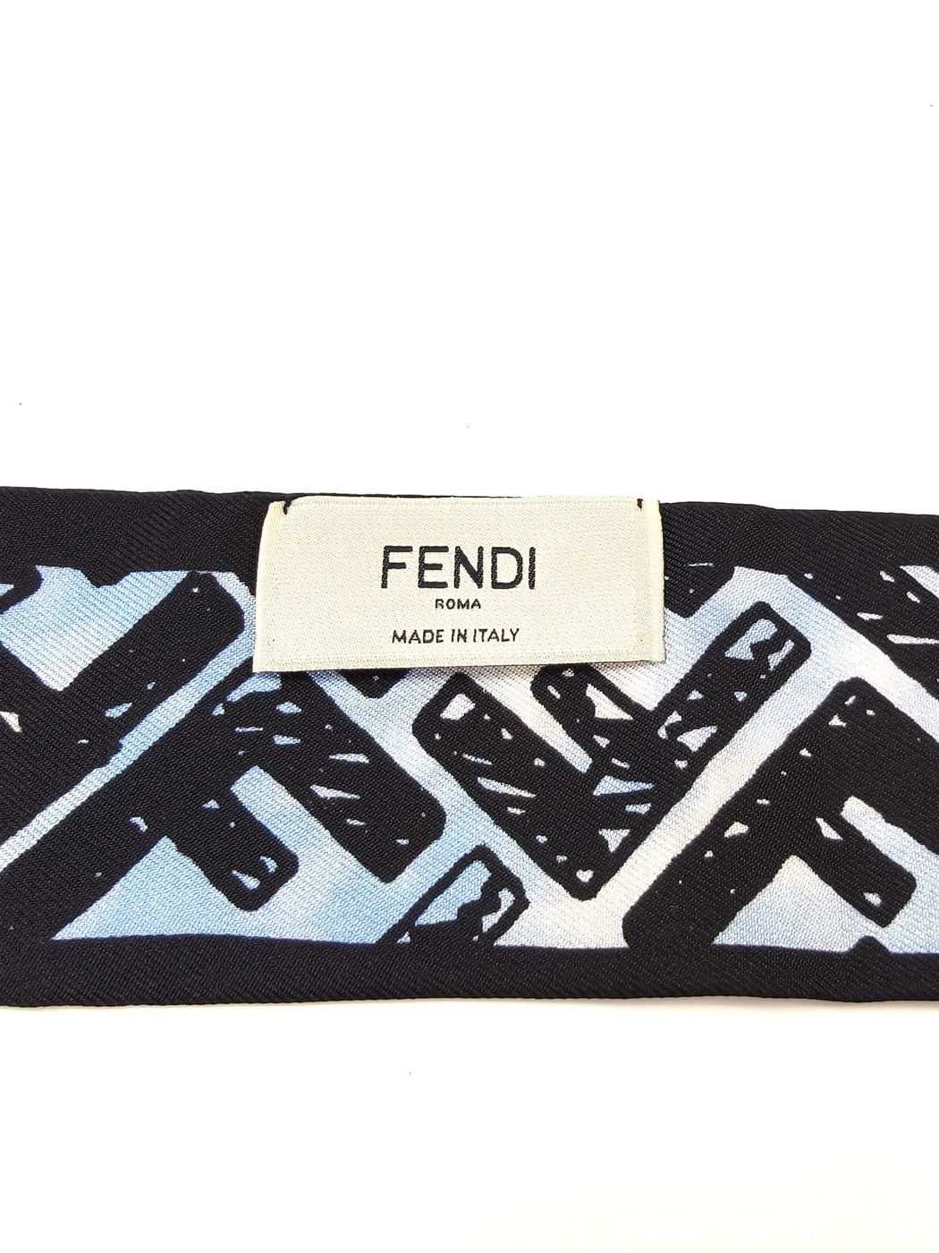 FENDI フェンディ スカーフ シルク バンドゥ ズッカ 花柄 ブルー