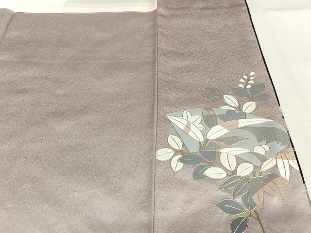 平和屋着物○訪問着 辻が花 地紙重ね花文 黒地 金彩 正絹 逸品