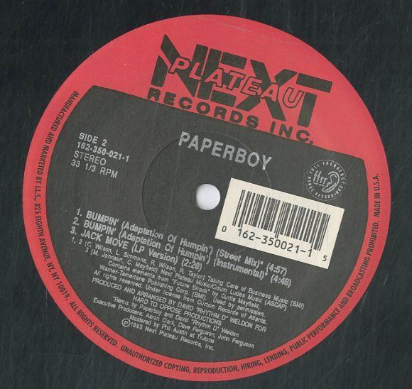 12インチ1枚 / ペーパーボーイ(PAPERBOY) / Bumpin (Adaptation