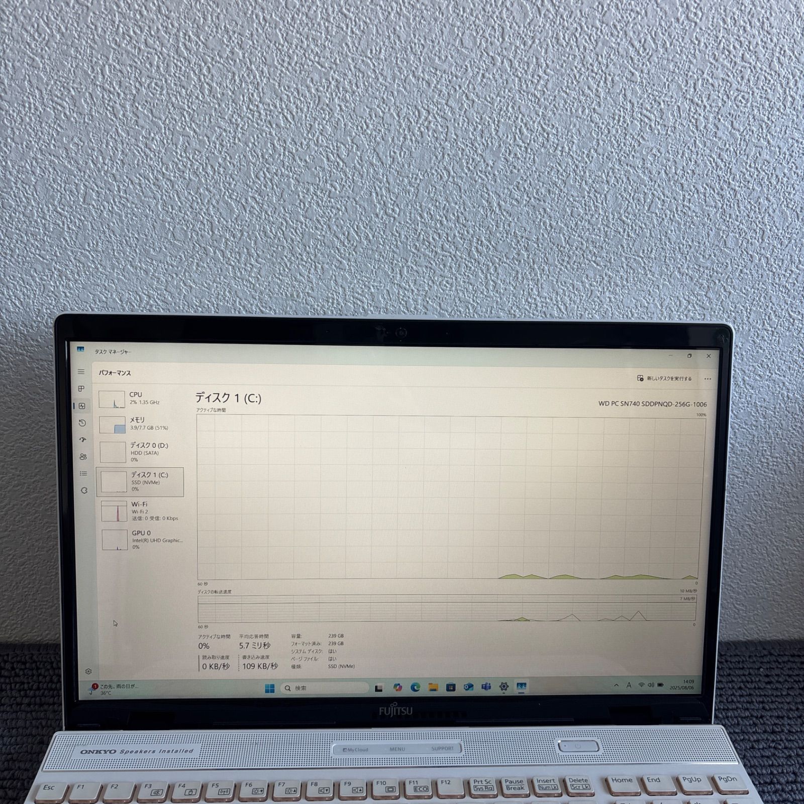 富士通lifebook AH53/D1 i7-8565U メモリ8GB HDD1TB SSD 256GB Win11