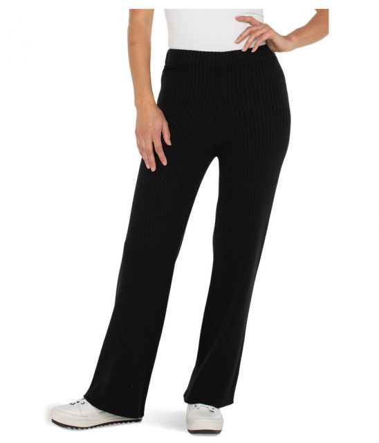【送料無料】 リヴァプール ロサンゼルス レディース カジュアルパンツ ボトムス Mid-Rise Pull-On Wide Leg Sweater Pants Black