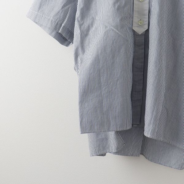 美品 TANDEY 休日と詩 バターミルクシャツ 5分袖/ネイビー ホワイト 