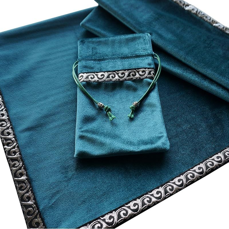 アストロジーベルベットのタロットクロス Peacock Blue