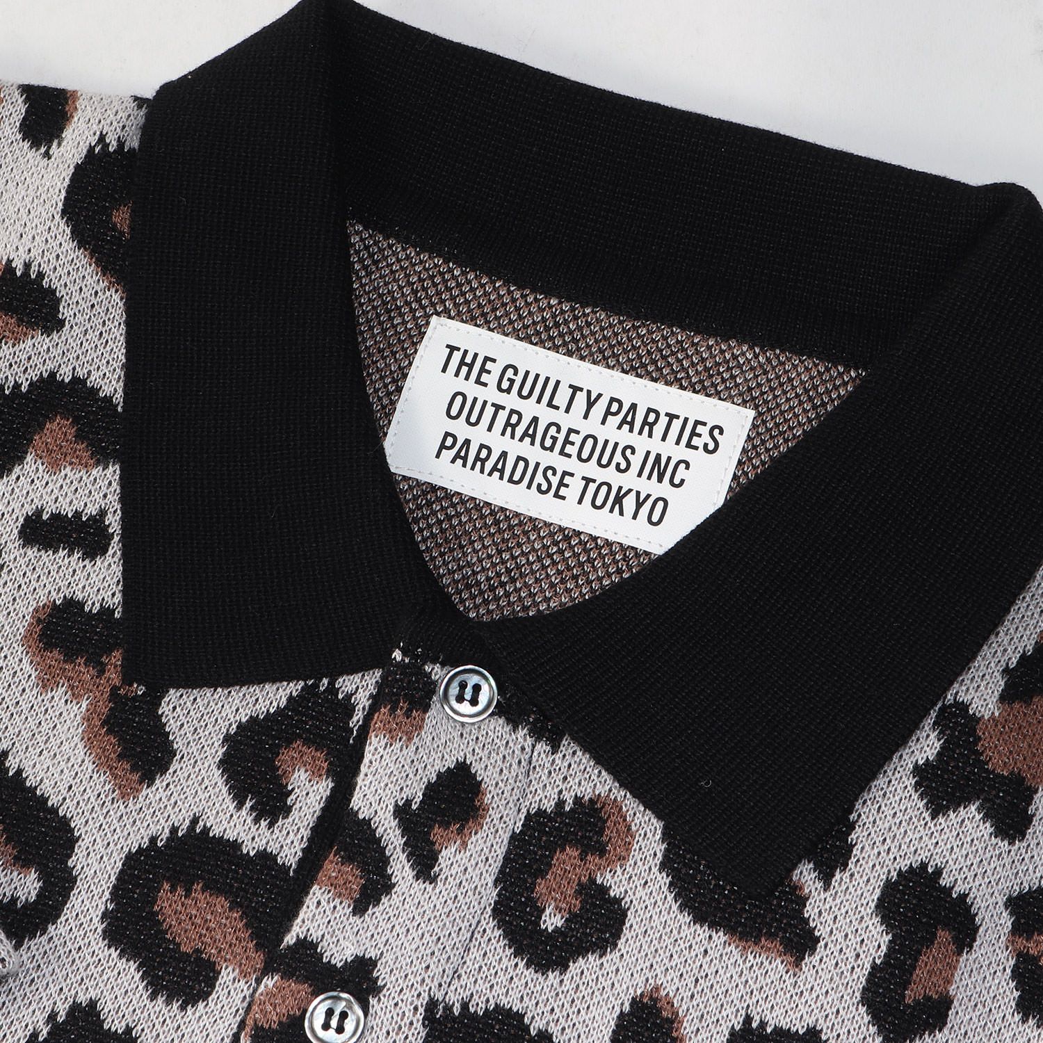 WACKOMARIA ヒョウ柄ニットポロシャツLサイズ WACKO MARIA/LEOPARD JACQUARD KNIT POLO SHIRT（BEIGE）［レオパード