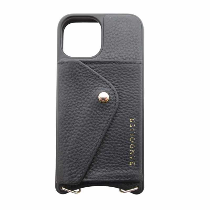 バンドリヤー BANDOLIER iPhone12pro用 ケース アクセサリー ストラップ  レザー 黒 ブラック /HO 0207