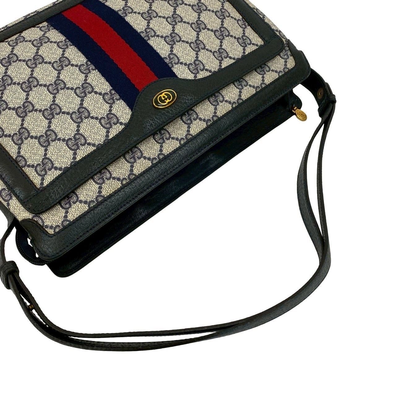 希少✨グッチ　ヴィンテージ　ポーチ　シェリーライン　レザー　黒 極 美品 GUCCI グッチ オールドグッチ ヴィンテージ シェリー