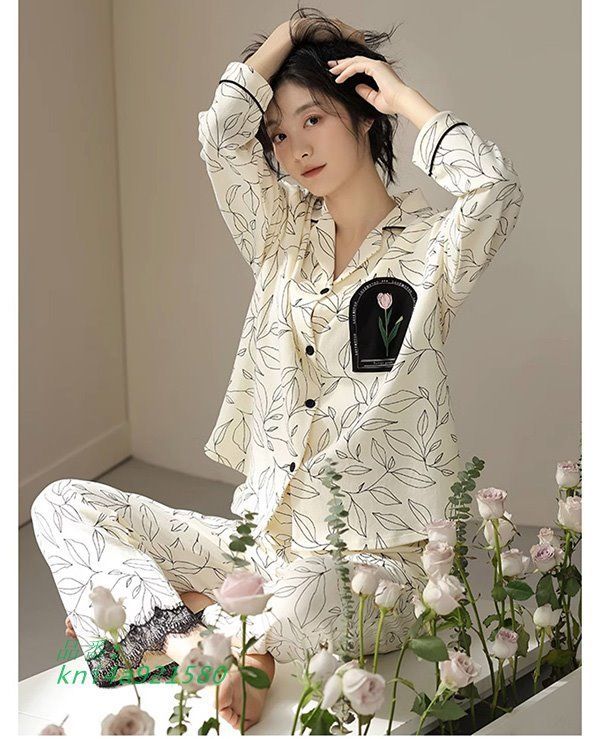 パジャマ 上下セット ルームウェア 前開き レディース かわいい 大きいサイズ 通気性 綿 オーバーサイズ あったかい 部屋着 授乳服 kni4a921580 DECORATOM_COM_BR