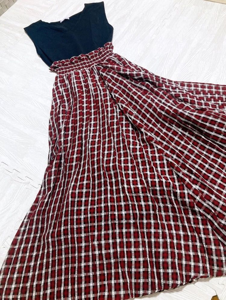 TOCCA トッカ ノースリーブワンピース チェック柄 フリーサイズ ブラック 秋冬服