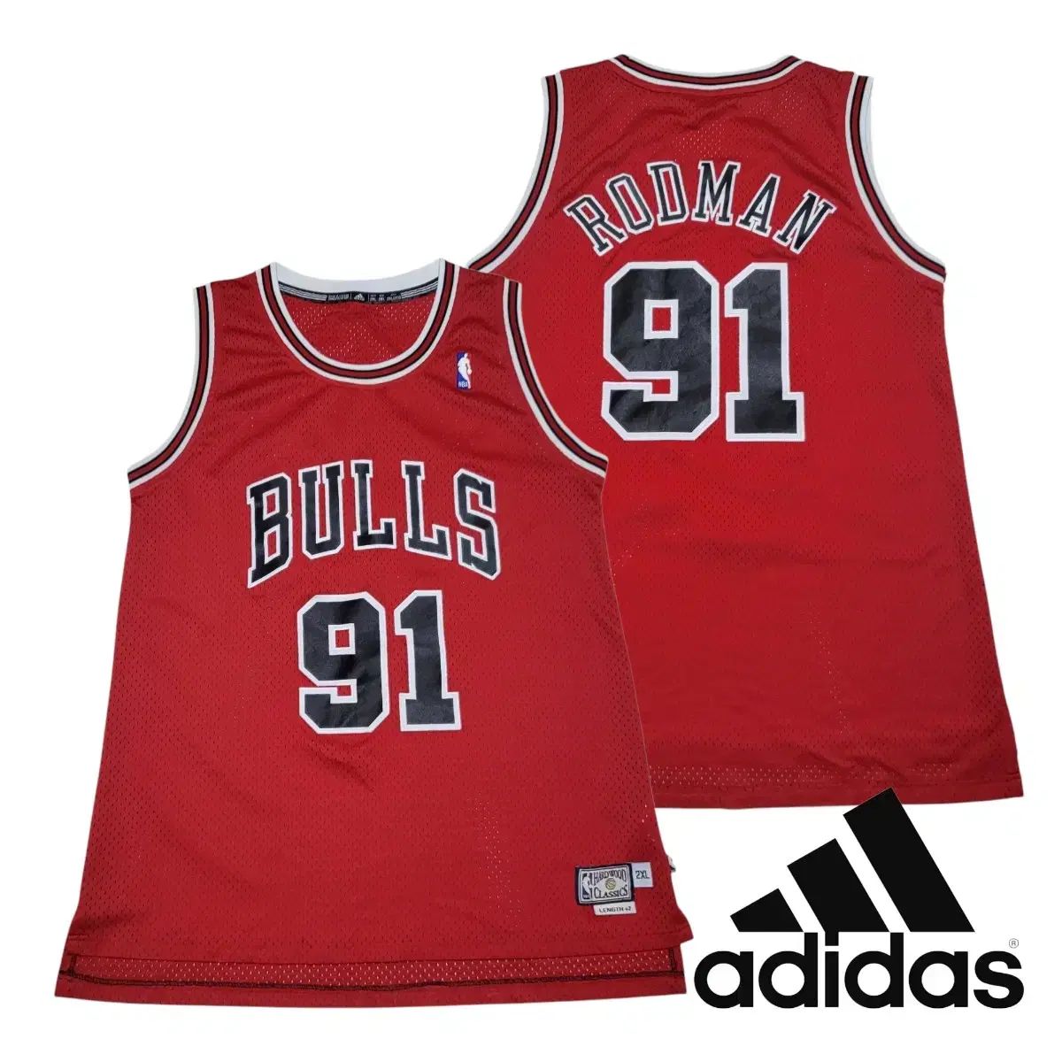 2XL adidas アディダス NBA Chicago Bulls シカゴ ブルズ デニスロッドマン Swingman スウィングマン 広葉樹