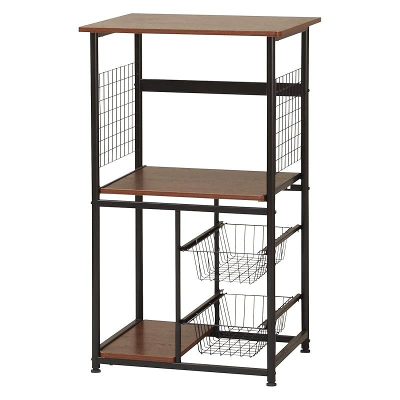 弘益 キッチンラック ブラウン 約60×46×100cm キッチンラック KR-600 BR 1
