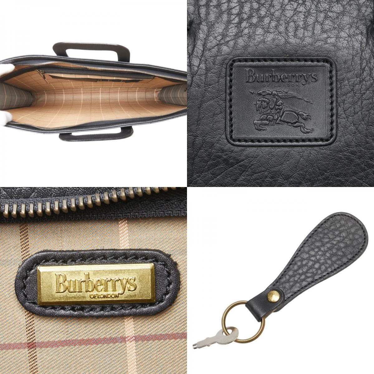 バーバリーズ 裏地チェック ビジネスバッグ ブリーフケース ブラック