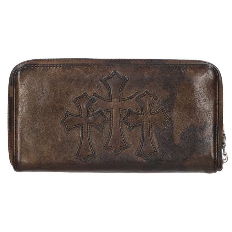 クロムハーツ REC F ZIP 3クロスラウンドジップカモフラ柄レザーウォレット メンズ