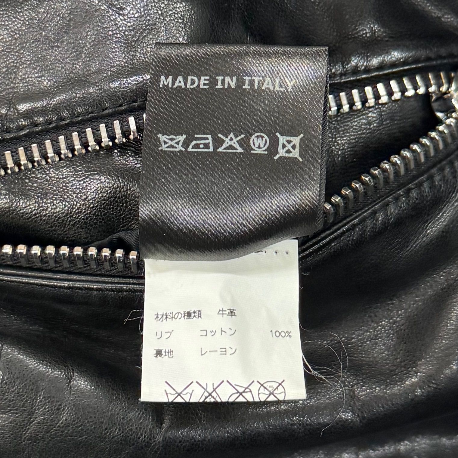 国内正規 RAF SIMONS ダブルジップ レザー ライダースジャケット