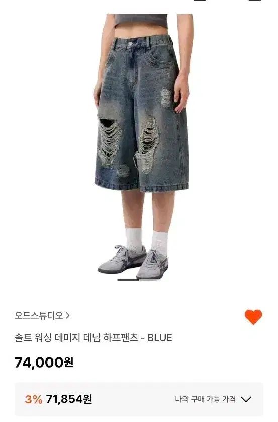 奇妙なスタジオ ウォッシュダメージ ハーフパンツ- BLUE M