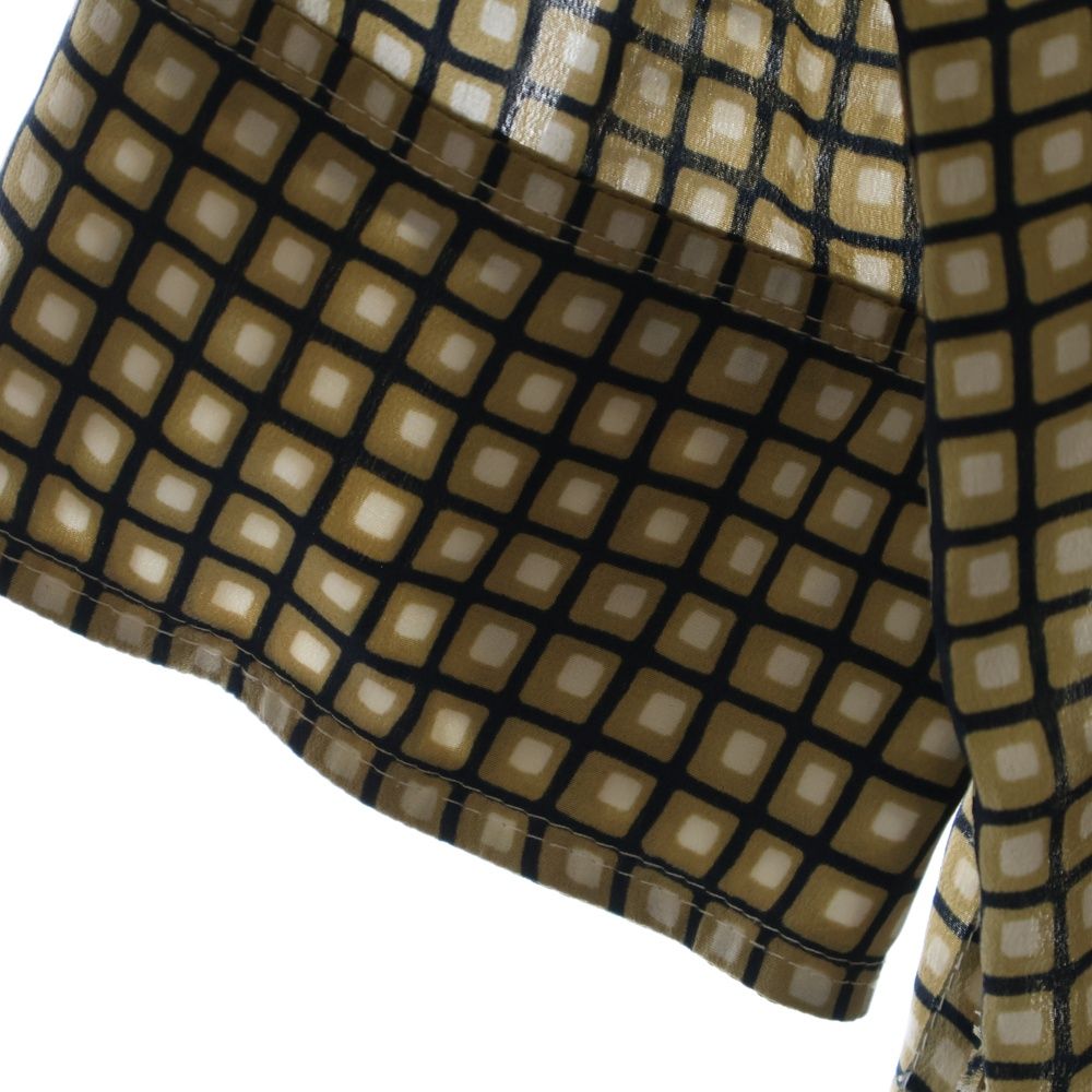 MARNI (マルニ) 20SS Silk Check Shirt 半袖シルクシャツ プルオーバーチェックシャツ ベージュ レディース CAMA0269Y0 MARNI - MARNI マルニ 20SS Silk Check Shirt 半袖シルクシャツ