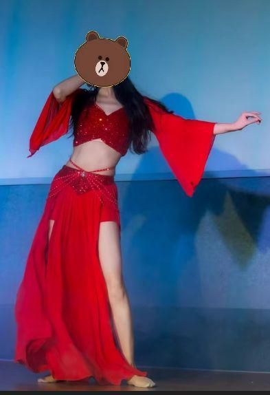 ベリーダンス衣装 ブラベルトスカートセット レッド オーダーメイド ベリーダンス衣装 ブラベルトスカートセット ファラオニック