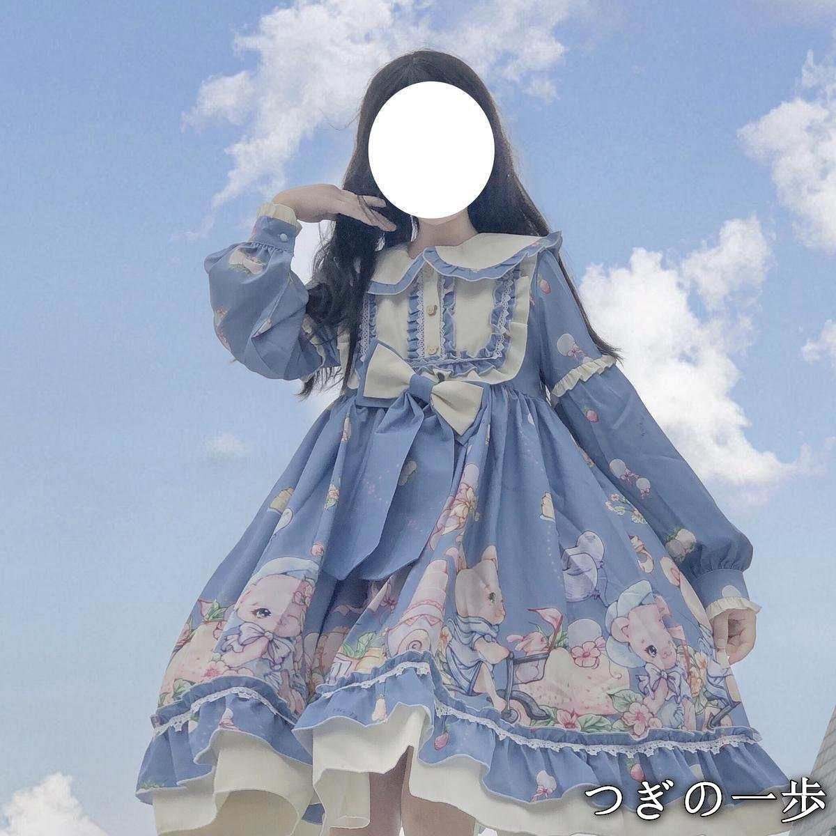 ぬいぐるみ模様 ワンピース