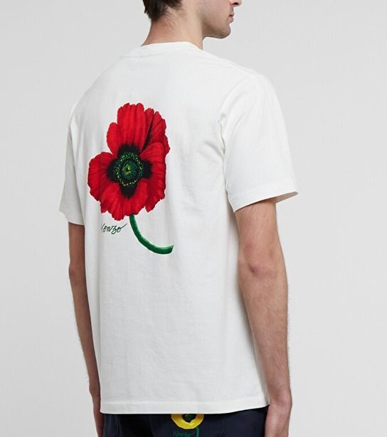 KENZO ケンゾー Tシャツ 半袖 ロゴ 花柄 バックプリント ネイビー 白