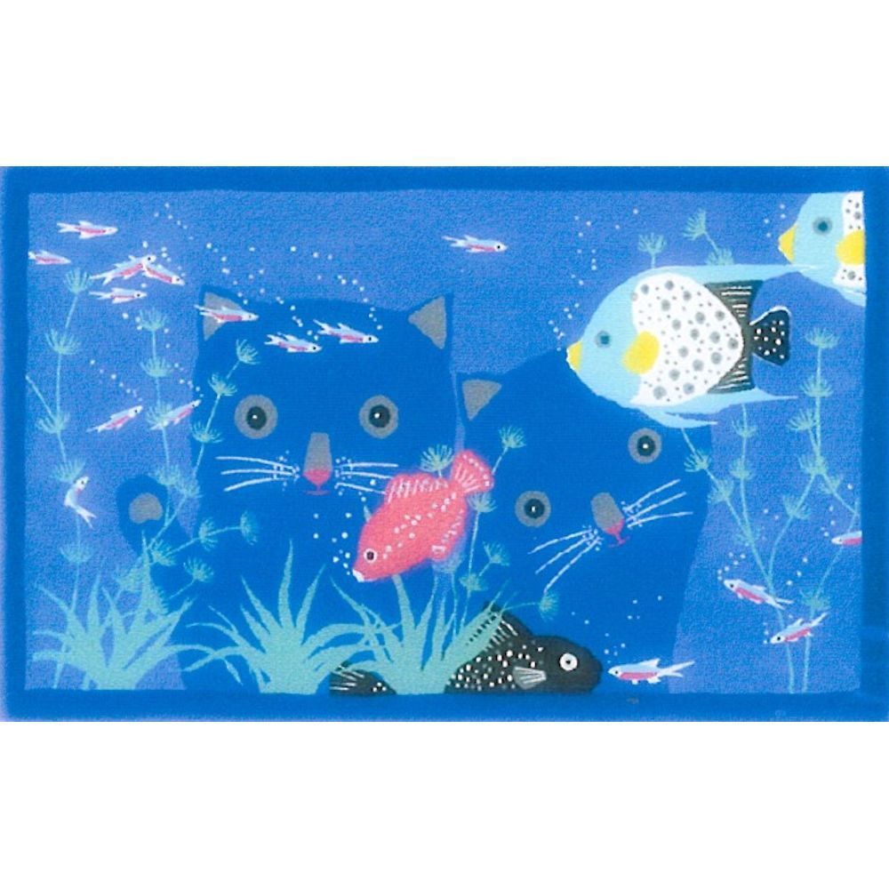 ☆ 吉岡浩太郎『猫と魚・太子（ブラウン）』シルクスクリーン・風景画