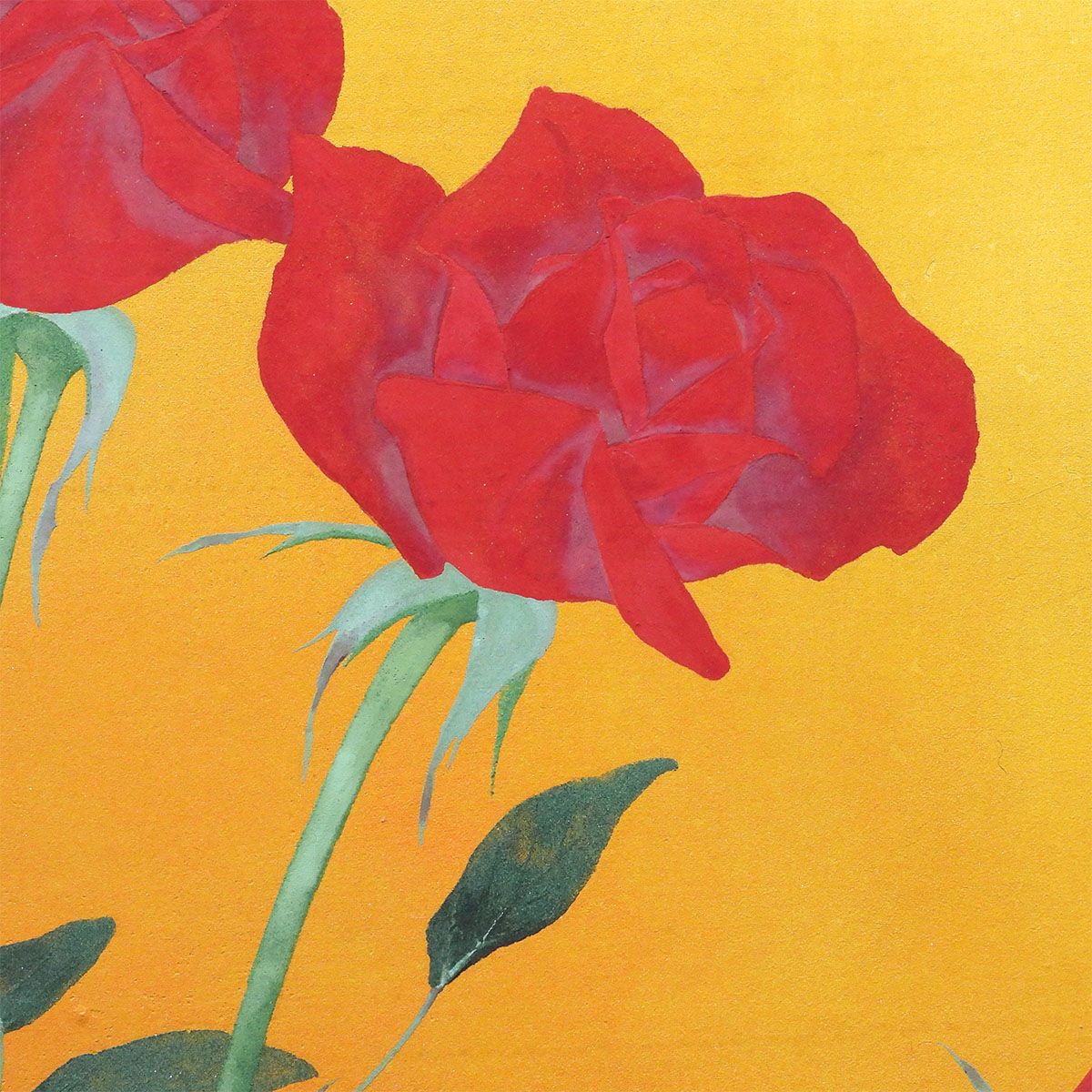 牧進 紅薔薇 紙本彩色10号 静物画 共シール 解説あり 花 バラ 師