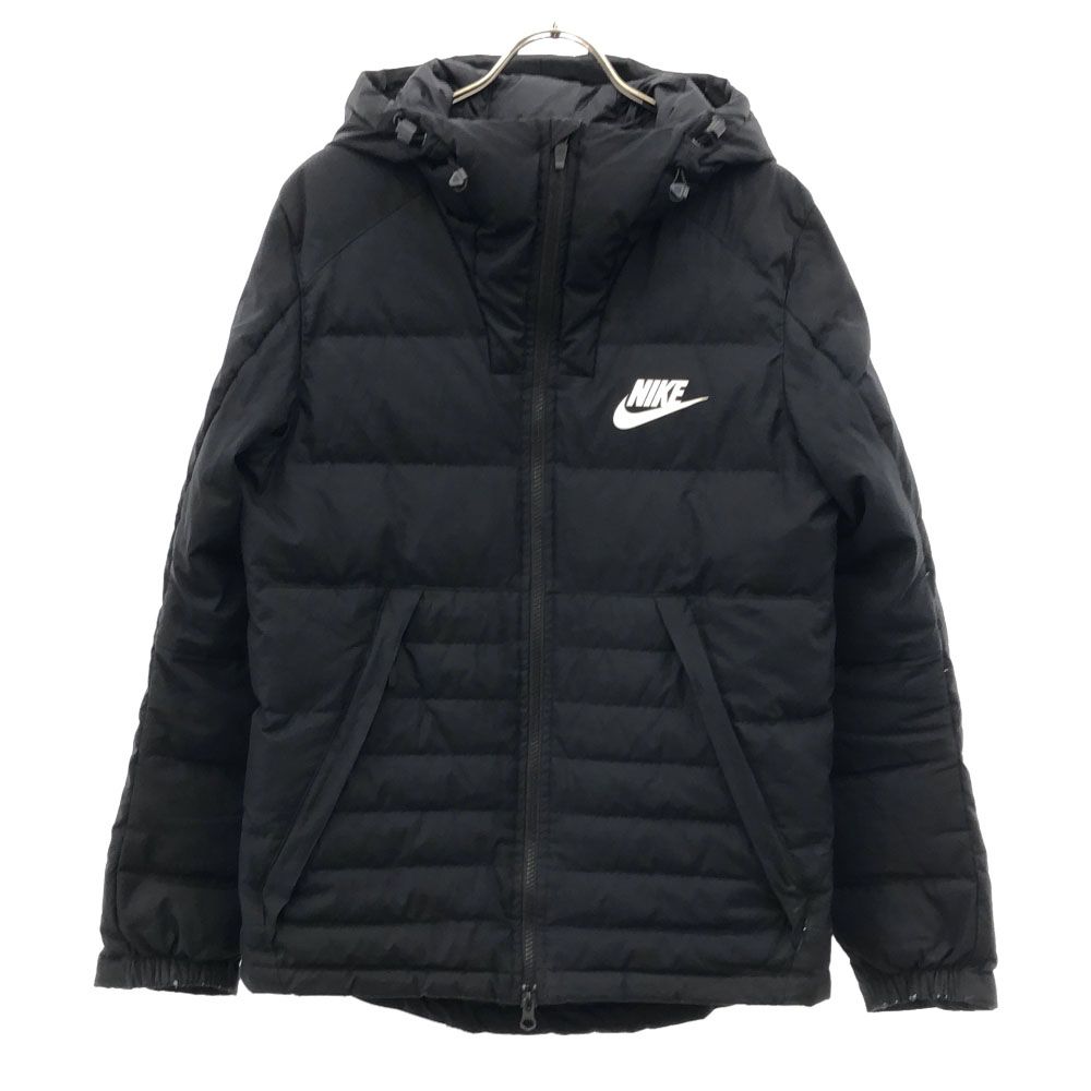 ナイキ ロゴ フーディー ダウンジャケット S ブラック NIKE ダブルジップ メンズ