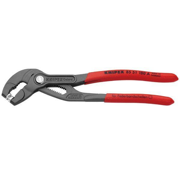 KNIPEX クニペックス スプリングホースクリッププライヤー 滑り防止プラスチックコーティング 全長180mm 8551-180A
