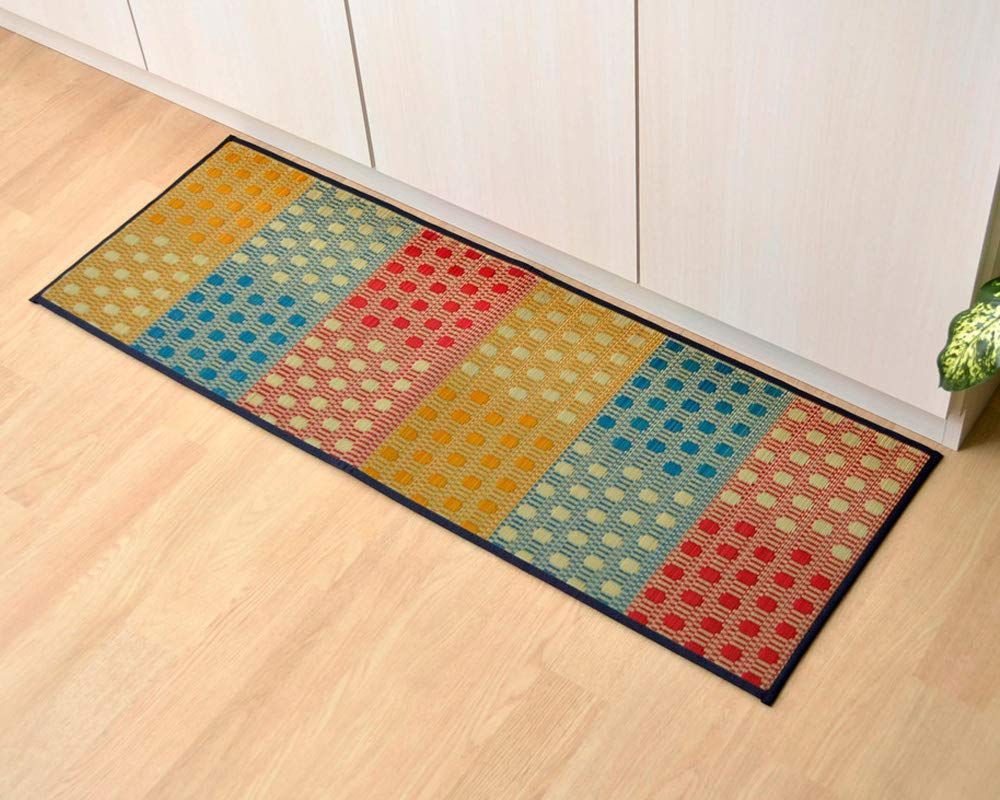 約43×180cm マルチ プチブロック #8235310 国産 い草キッチンマット イケヒコ