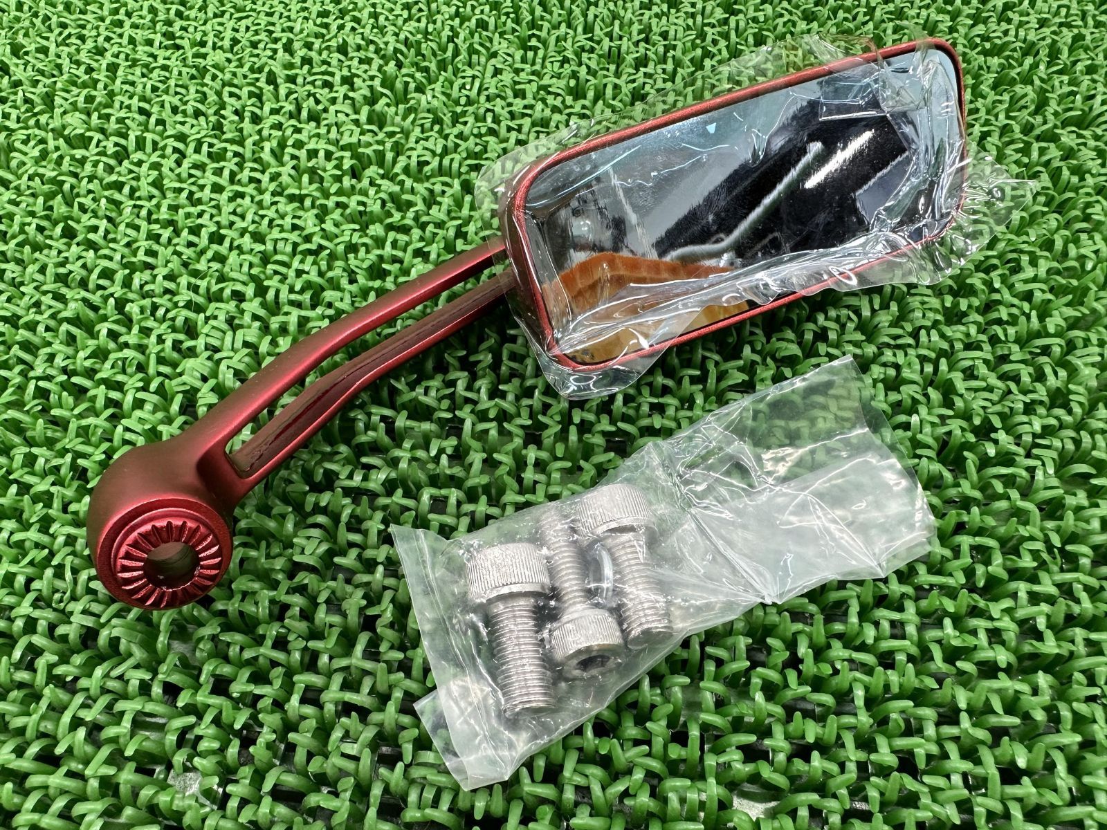 デイトナ製 ミラー 片側 赤 社外 中古 バイク 部品 BSC ホリゾンタルミラー ブルーミラー 極上品 修復素材に PCX