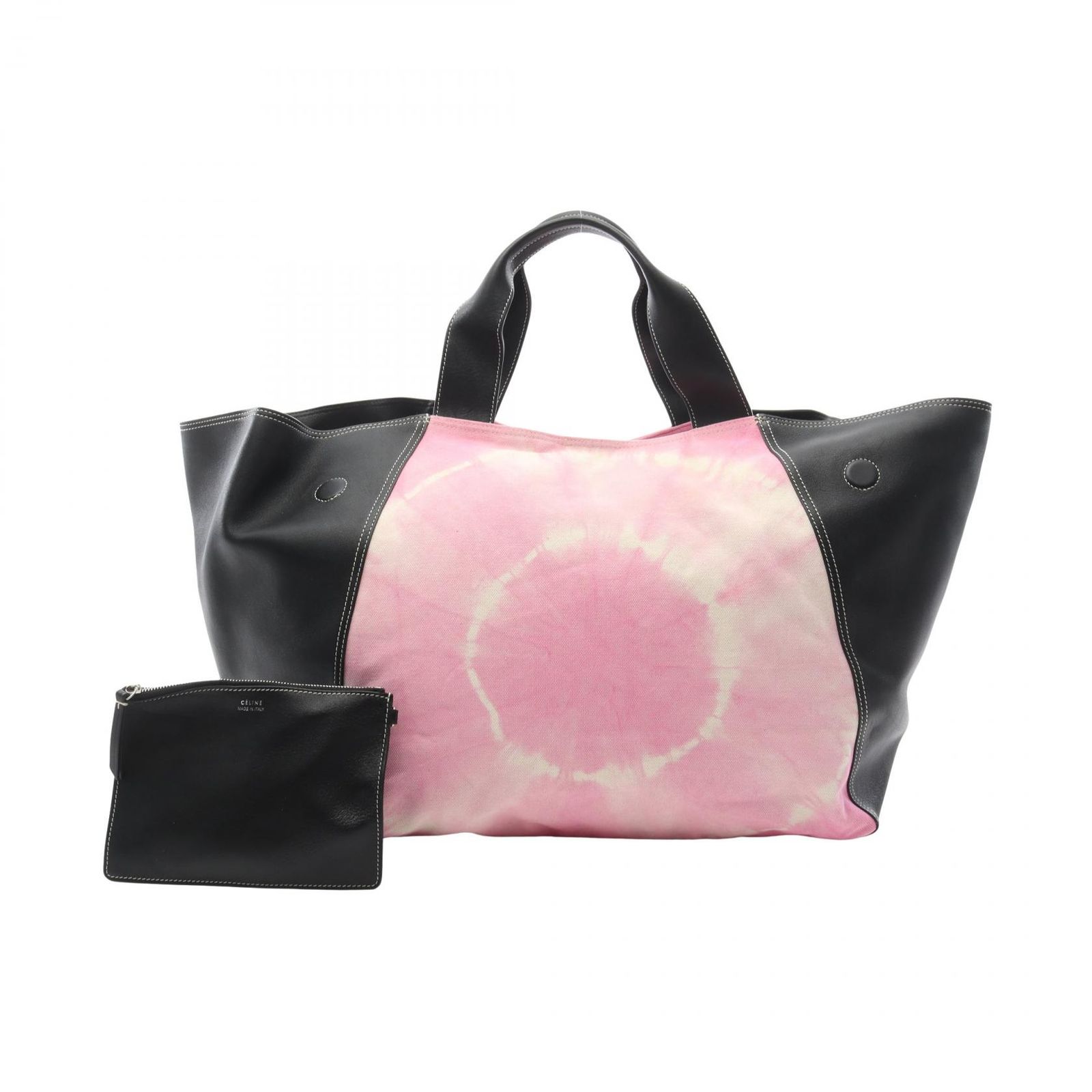 セリーヌ CELINE トートバッグ タイダイ ピンク|ブラック キャンバス レザー トートバッグ レディース Used B