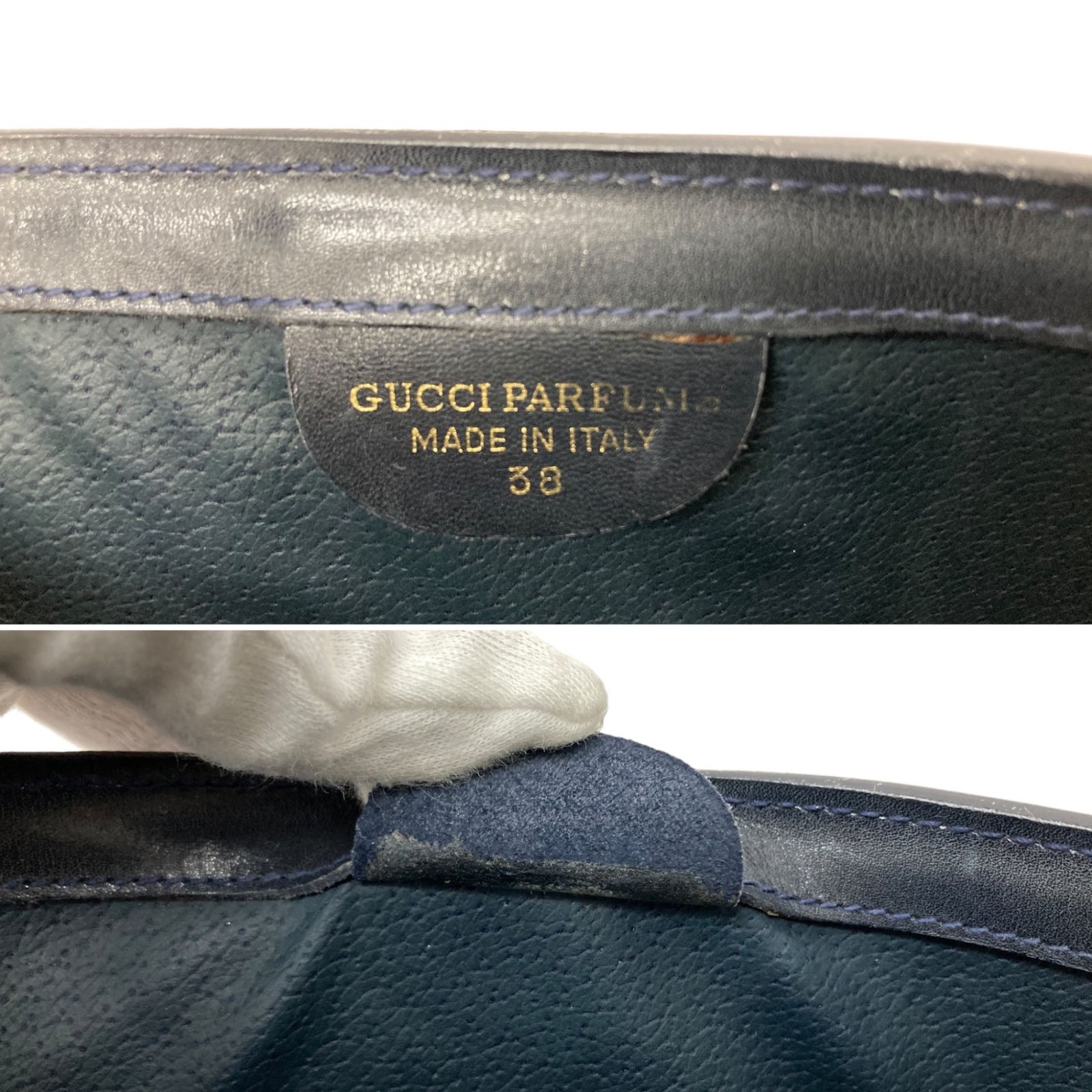 【難あり】オールドグッチ　シェリーライン　クラッチバッグ　ネイビー GUCCI オールドグッチ クラッチバッグ シェリーライン GGプラス