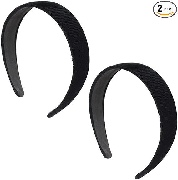 ヘアアクセサリー n カチューシャ 幅3cm 黒 2個セット ベロア製 ヘアアクセサリー シンプル