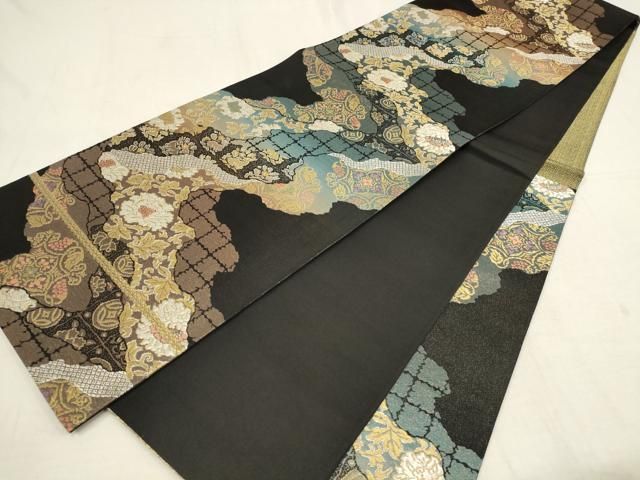 平和屋着物○六通柄袋帯 吉祥文 金銀糸 引箔 正絹 逸品 未