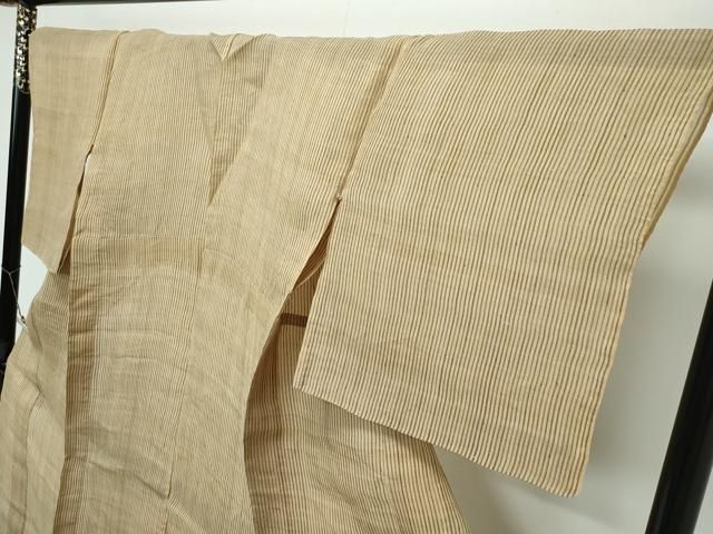 平和屋本店□極上 夏物 芭蕉布 縞 榛色地 西武百貨店扱い 手積み芭蕉糸  