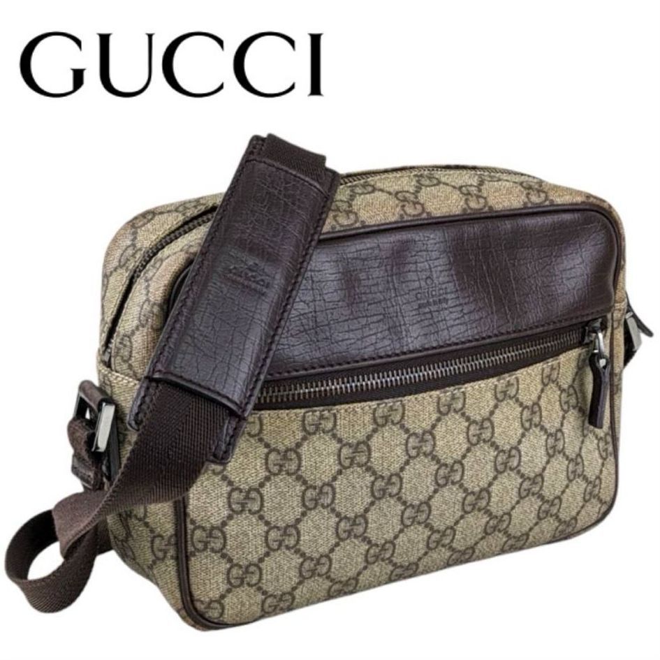 オープニング価格 人気【美品】GUCCI グッチ GGスプリーム 斜め掛け ショルダーバッグ 114291 ベージュ ブラウン PVC レザー  レディース - メルカリ