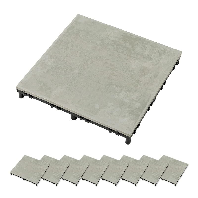 タカショー ガーデンタイル ベースアップ 敷くだけデッキ 磁器タイル 9枚組 ライトグレー|LG DIY エクステリア ジョイントタイル 敷くだけ簡単設置 磁器タイル ポリプロピレン JBG-BCLG|9S 1